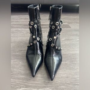Zara Black Ankle Boots with Silver Studs